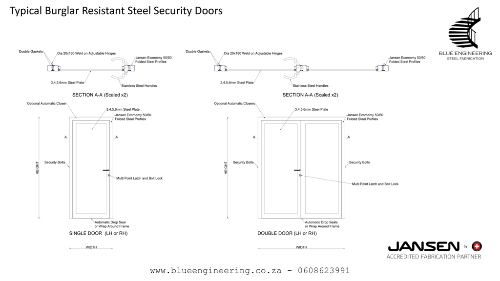 Steel Burglar Resistant Doors. KwaZulu Natal, Durban, Ballito, Hillcrest, Amanzimtoti, Pinetown, Gauteng, Johannesburg, Pretoria, Midrand, South Africa&nbsp; 