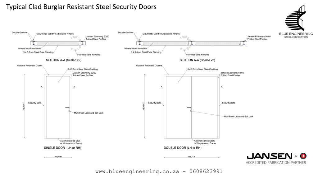 Fully Clad Steel Burglar Resistant Security Doors . KwaZulu Natal, Durban, Ballito, Hillcrest, Amanzimtoti, Pinetown, Gauteng, Johannesburg, Pretoria, Midrand, South Africa&nbsp;  