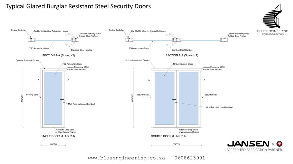 Glazed Steel Burglar Resistant Doors. KwaZulu Natal, Durban, Ballito, Hillcrest, Amanzimtoti, Pinetown, Gauteng, Johannesburg, Pretoria, Midrand, South Africa&nbsp; 