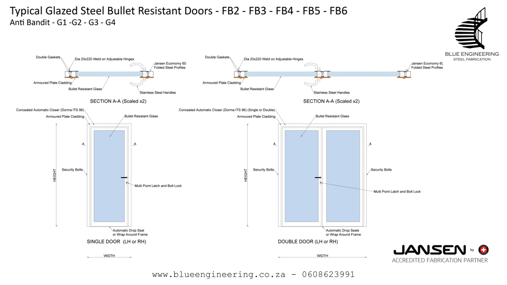 Glazed Bullet Resistant Doors. KwaZulu Natal, Durban, Ballito, Hillcrest, Amanzimtoti, Pinetown, Gauteng, Johannesburg, Pretoria, Midrand, South Africa&nbsp; 