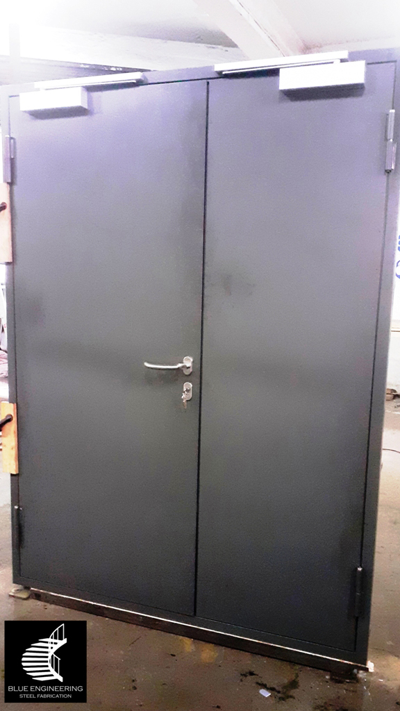 Steel Fire Protection Door with Emegrency Exit Panic Push Bars. Full Steel Insulated 120 Minute Fire Protection Door. Available in Guateng, Johannesburg, Pretoria, Midrand, KwaZulu Natal, Durban, Ballito, Hillcrest, Amanzimtoti, Pinetown and surrounding areas in South Africa