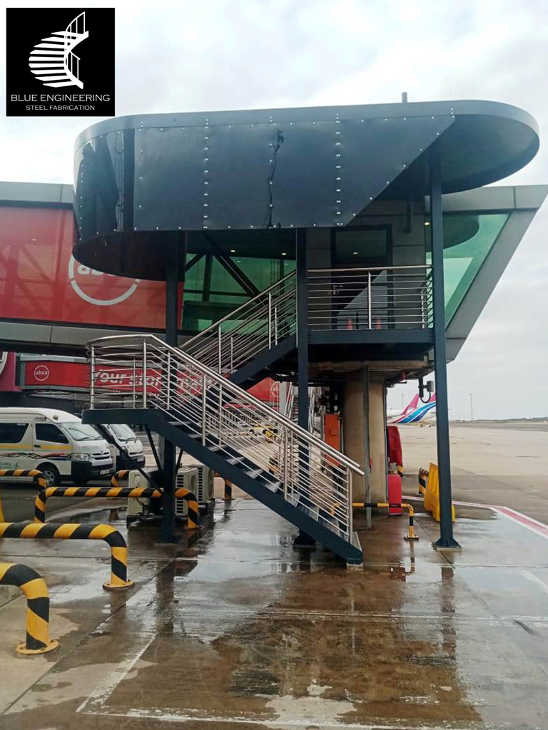 Commercial Steel Staircase with Stainless Steel Balustrades. Gauteng, Johannesburg, Pretoria, KwaZulu Natal, Durban, Western Cape, Capetown, South Africa