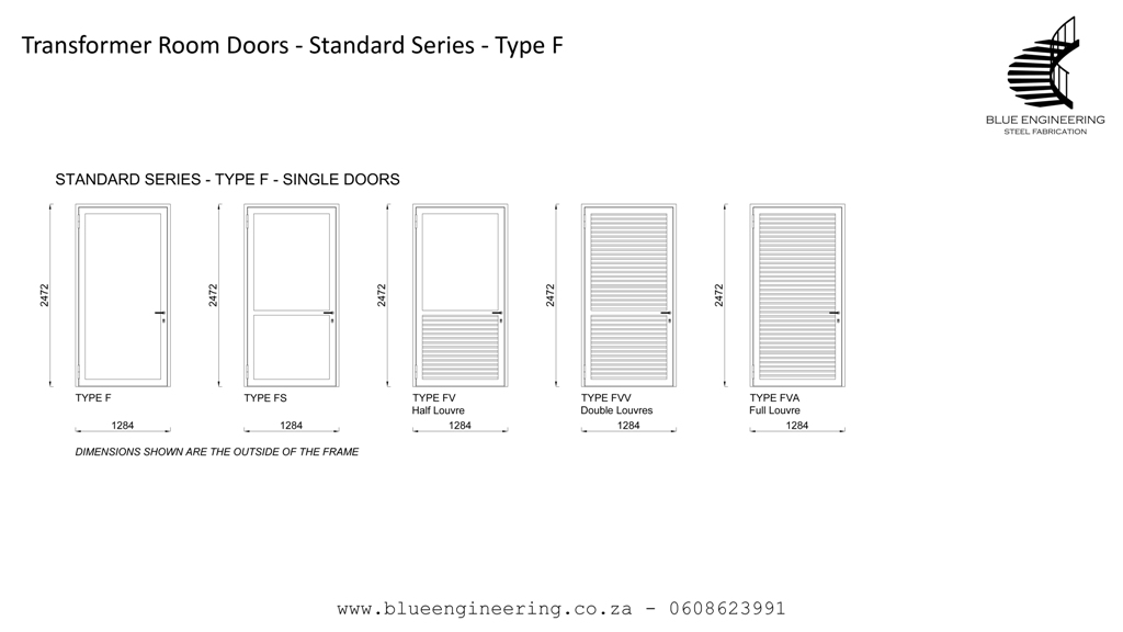 Type F Transformer Room Doors, Substation Doors. KwaZulu Natal, Durban, Ballito, Hillcrest, Amanzimtoti, Pinetown, Gauteng, Johannesburg, Pretoria, Midrand, South Africa
